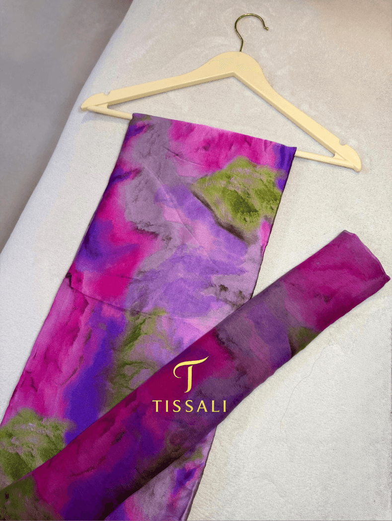 SLIK SOIE AVEC VOILE ✨marbré kich violet rose