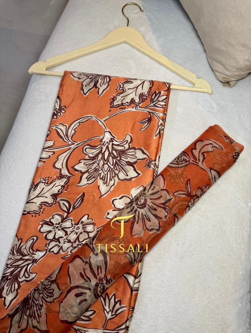 Silk Soie Floral Orange