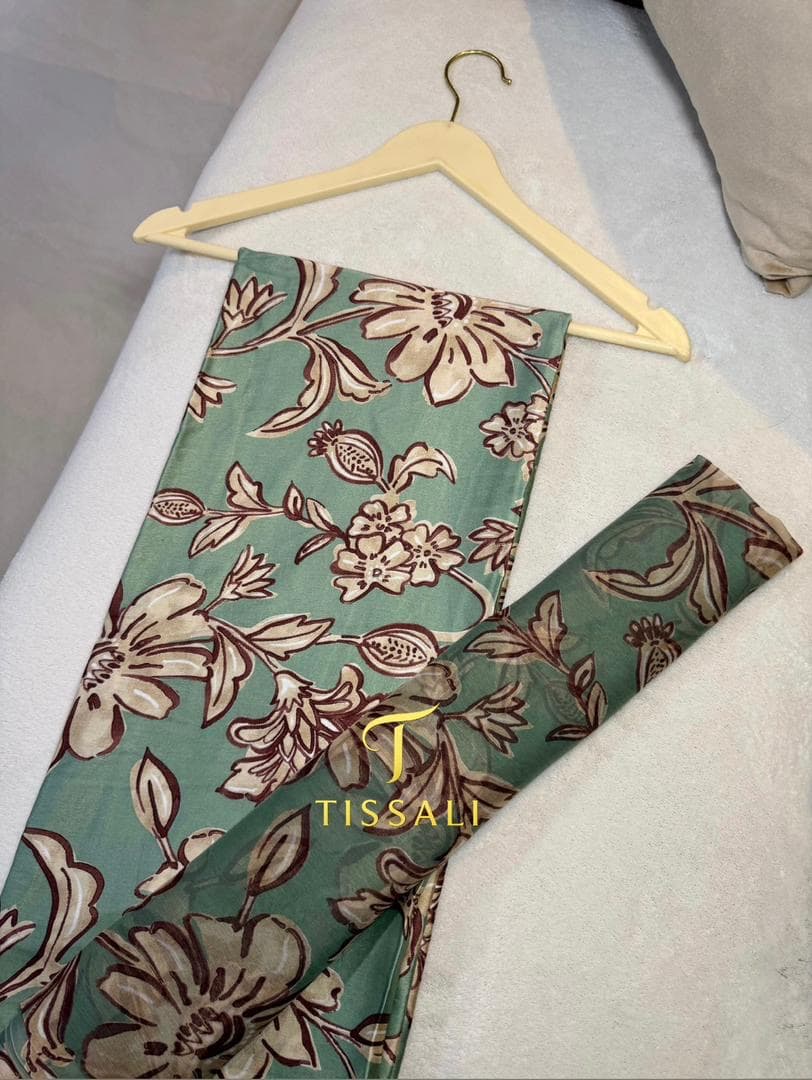 Silk Soie Floral Vert